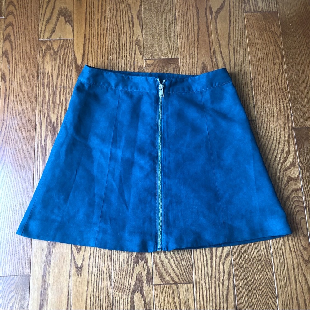 H&M Teal Velvet A-Line Mini Skirt